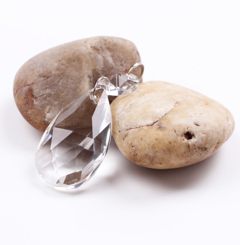 BIHRTC 12Pcs38mm Clear Crystal Teardrop Chandelier Prisms Parts Hanging Galss Crystal Pendants Beads +50pcs Metal Split Ring + 50pcs 14mm Octagonal Beads - Image 3